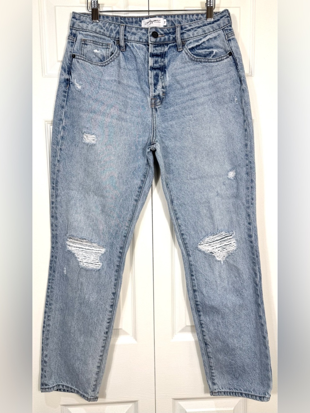 Carly Jean Los Angeles Topanga High Rise Distressed Mom Jeans Size 7